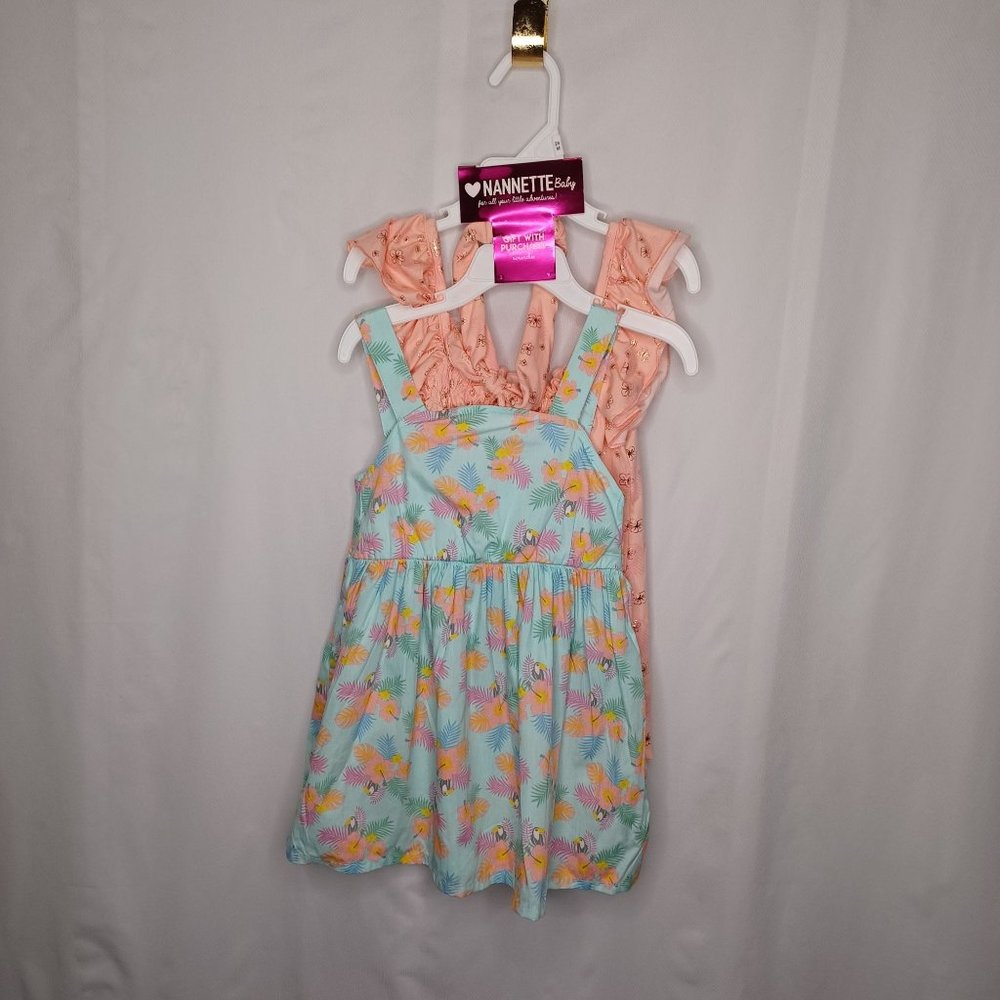 Nannette Baby Girls Dress Soft Pink Blue Flowers 24 Month